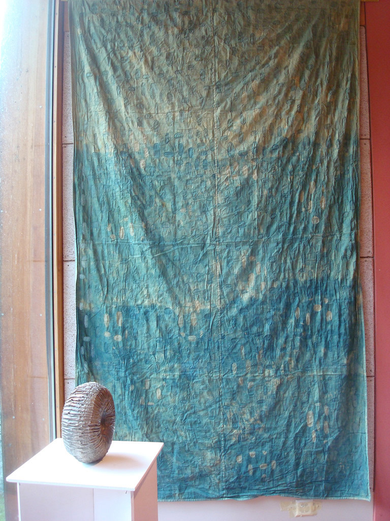 Nuages, sur drap collector, indigo végétal - 115x230 cm - 2017/18